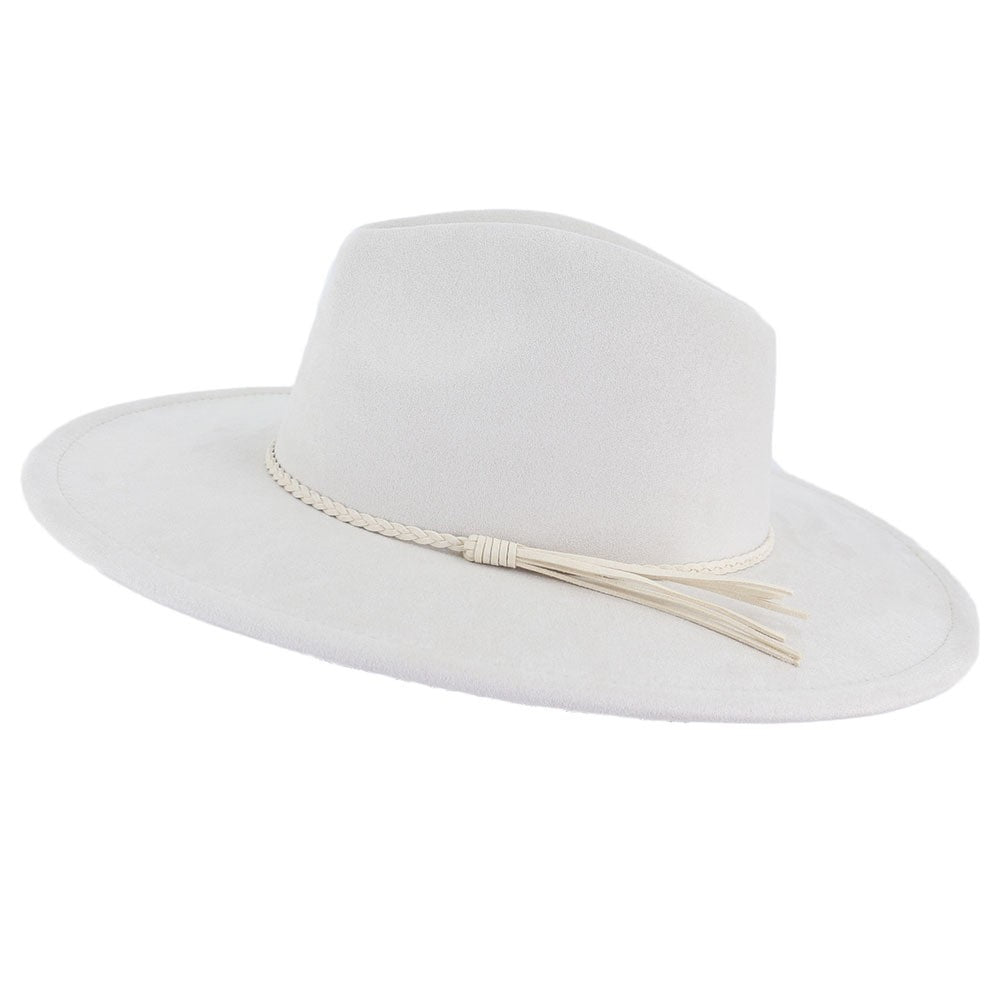 Vegan Suede Wide Brim Western Hat Blank - White