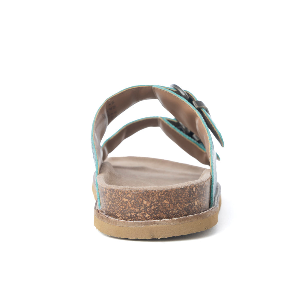 Myra Prairie Wind Embossed Leather Sandals in Western Jade